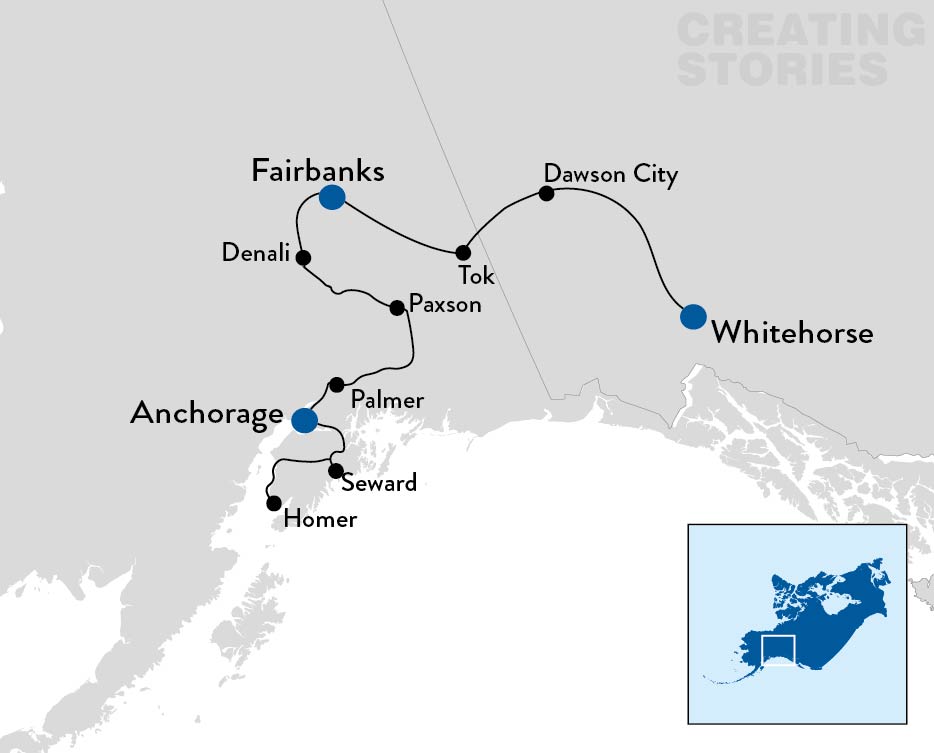 Uitbundig Alaska en Yukon kaart