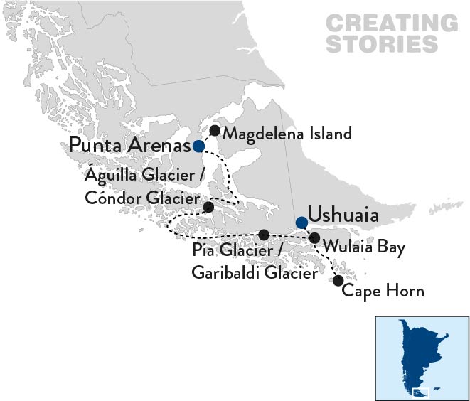 Cruise naar Punta Arenas - kaart