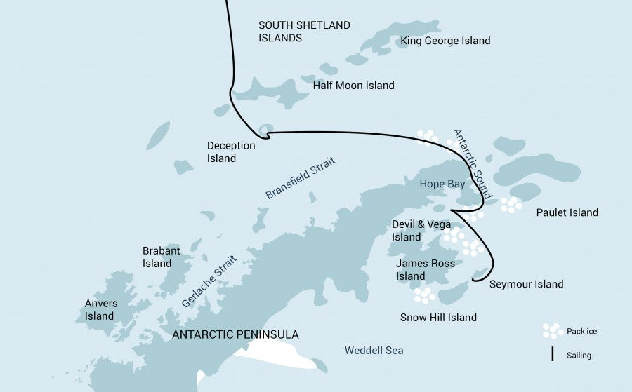 Op zoek naar de bijzondere keizerspinguïn bij de Weddell Zee - kaart 2