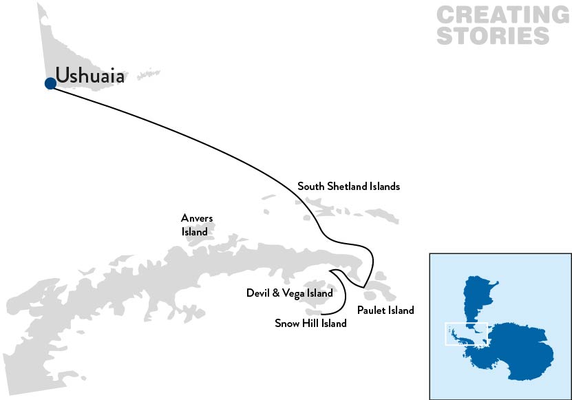 Op zoek naar de bijzondere keizerspinguïn bij de Weddell Zee - kaart