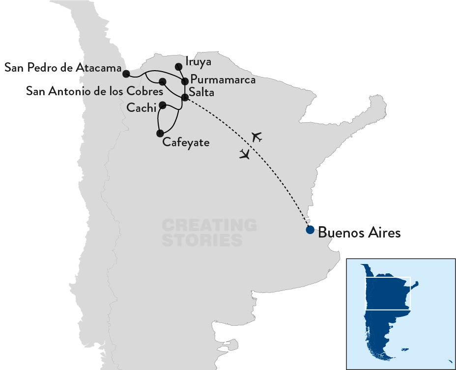 Pittoresk noordwesten en Atacama woestijn - kaart