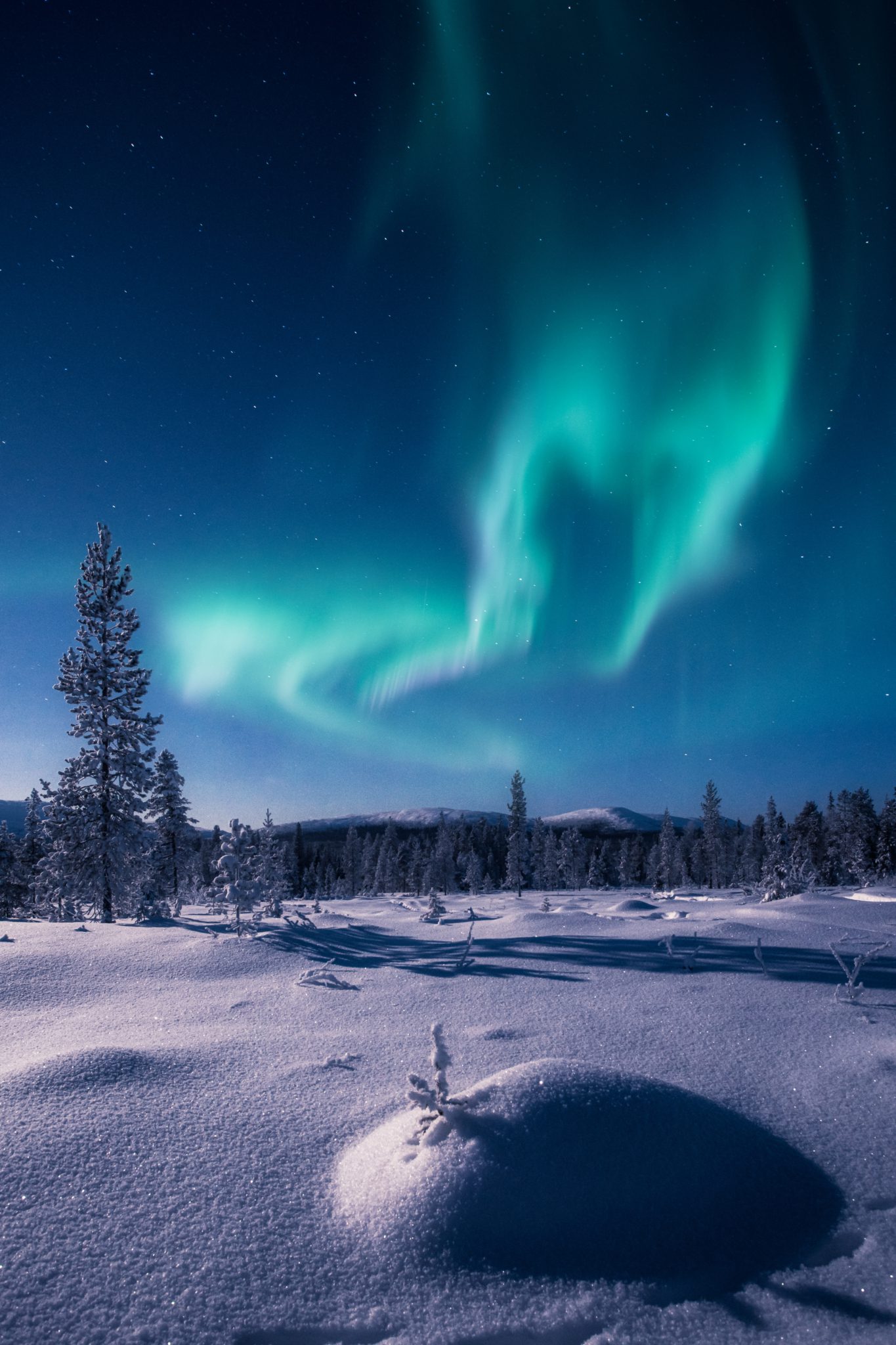 Magische luchten in het Pallas-Yllästunturi National Park in Fins Lapland