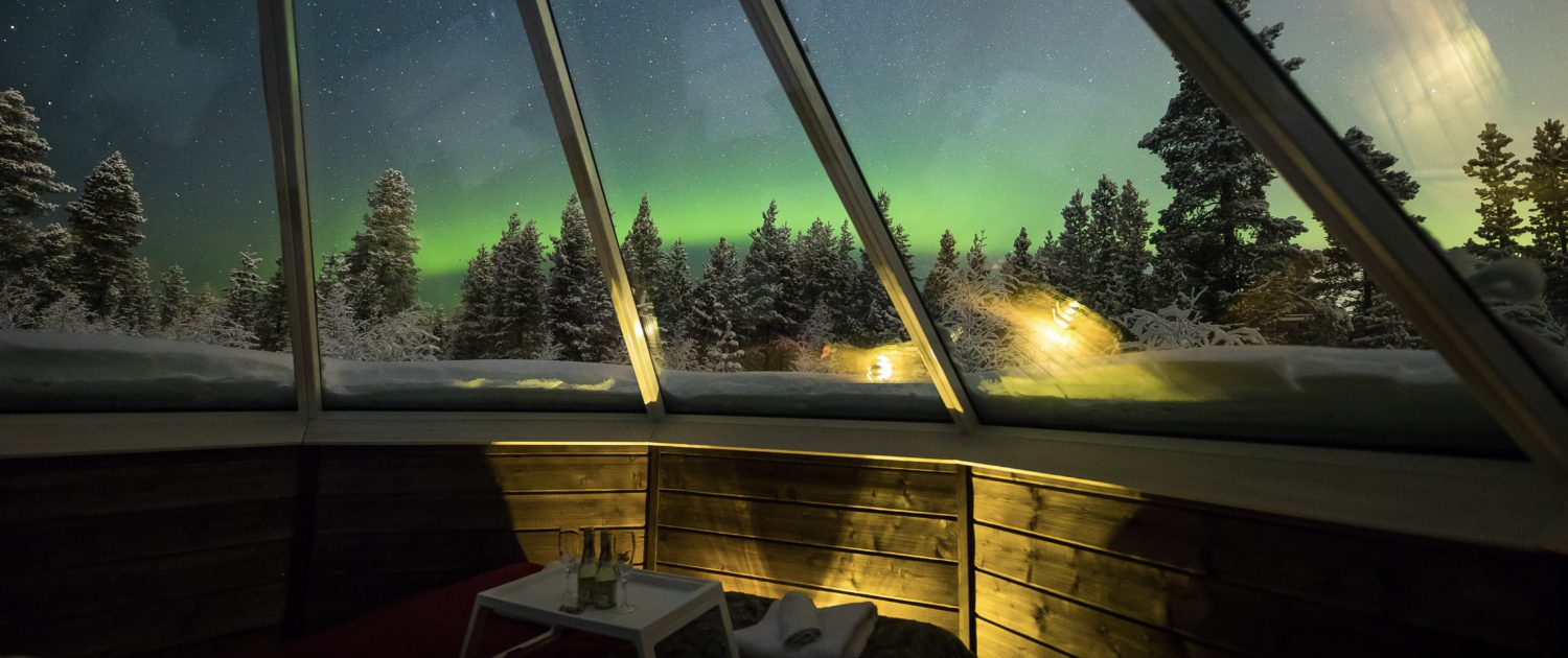 Spot het noorderlicht vanuit je eigen Aurora cabin in Fins Lapland