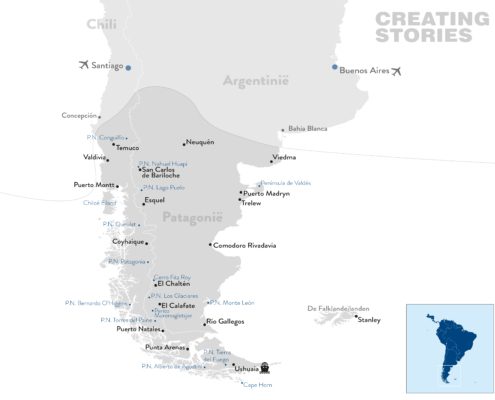 Patagonië - Basiskaart Patagonië