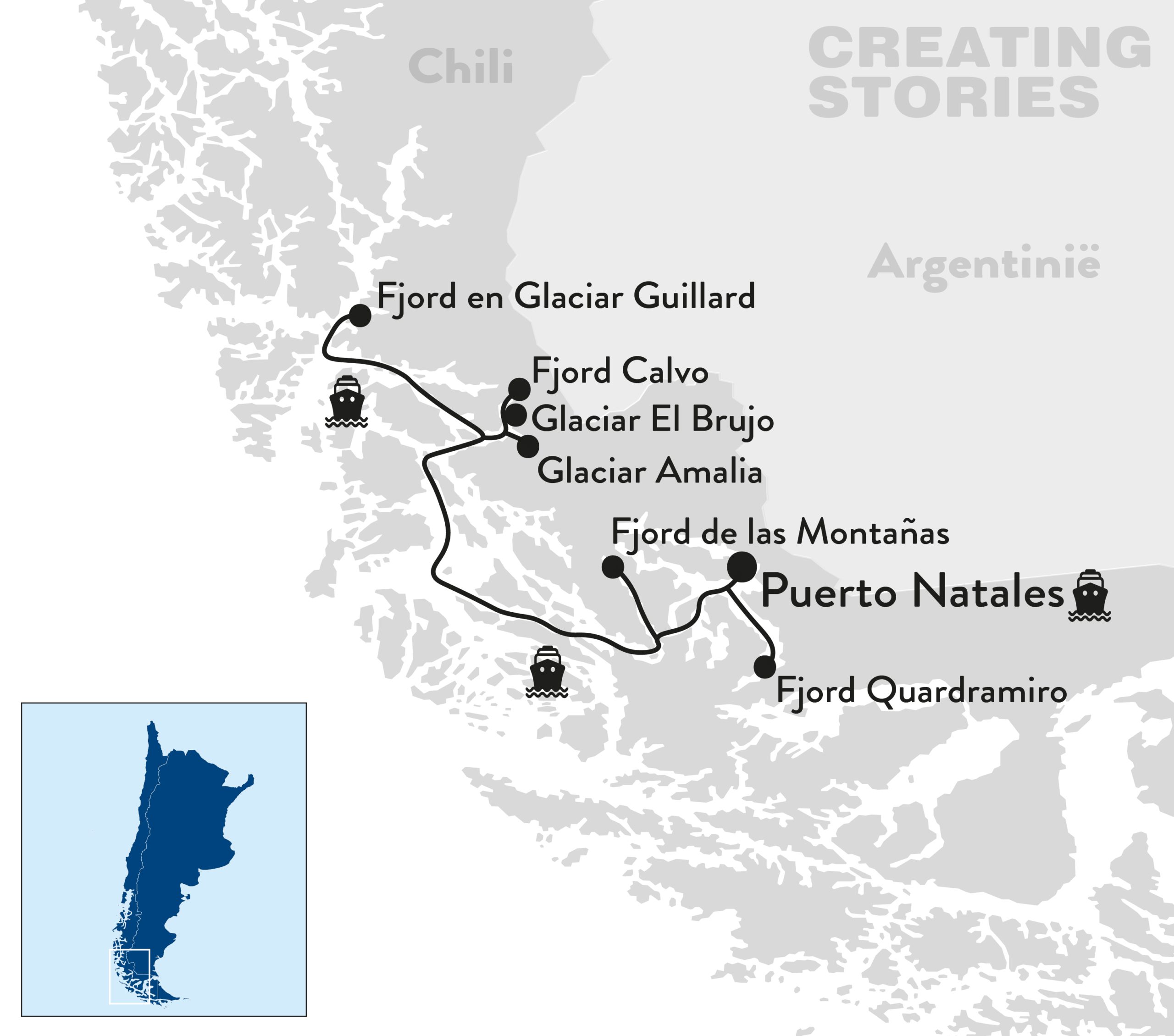 Cruise langs de fjorden van Patagonië